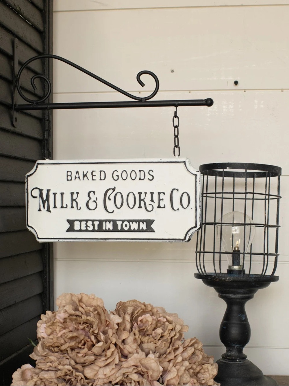 double-sided Milk and Cookies Sign with a bracket for hanging  farmhouse kitchen